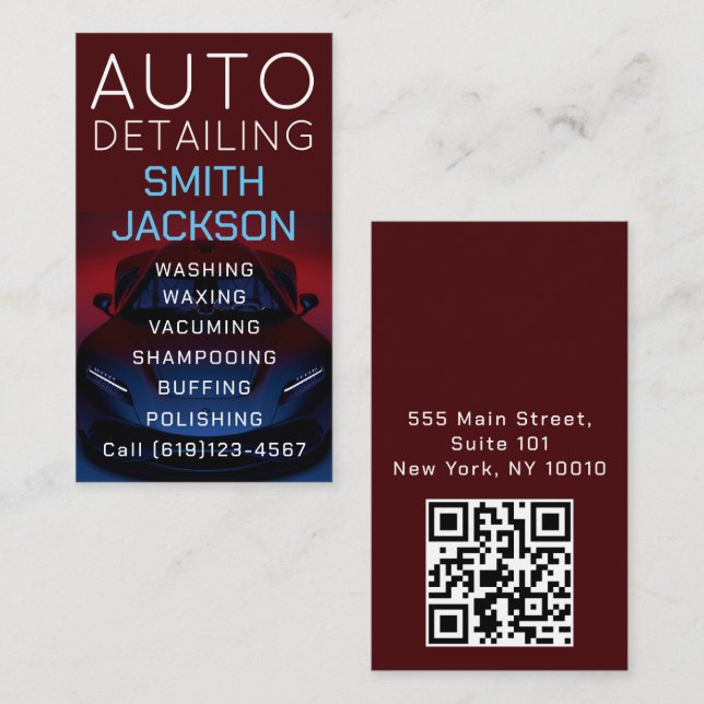 Mobile Car Wash Detailing Pressure Washing Business Card (Front/Back)