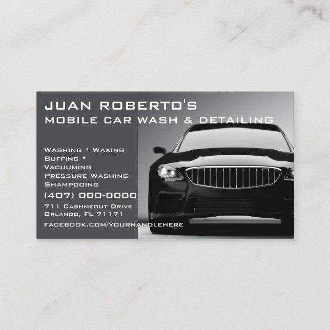 Mobile Car Wash Detailing Pressure Washing  Business Card (Front)
