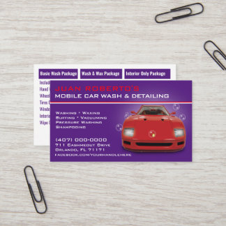 Mobile Car Wash Detailing Pressure Washing Business Card