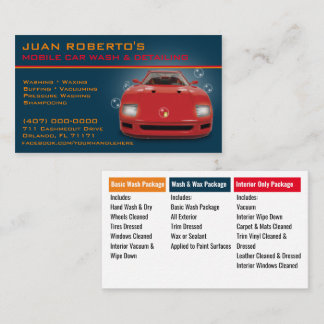 Mobile Car Wash Detailing Pressure Washing Business Card