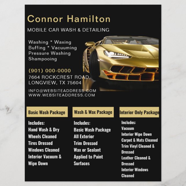 Mobile Car Wash Detailing Pressure Washing  Flyer (Front)