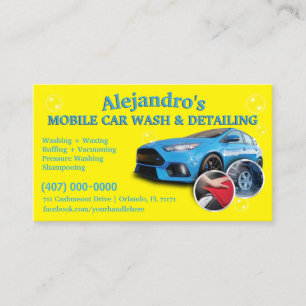 Mobile Car Wash & Detailing - Pressure Washing Tem Business Card