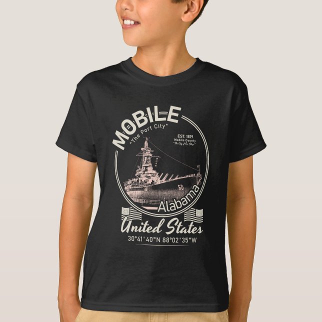 MOBILE CITY ALABAMA - USS ALABAMA BATTLESHIP T-Shirt (Front)