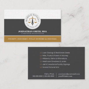 Mobile Custom Legal Signing Agent Linen Grey Gold Business Card