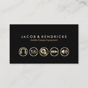 Mobile Deejay Equipment Gold Icons BusinessCard Business Card
