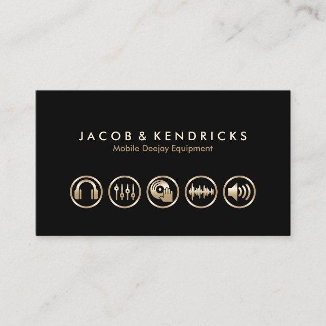 Mobile Deejay Equipment Gold Icons BusinessCard Business Card (Front)
