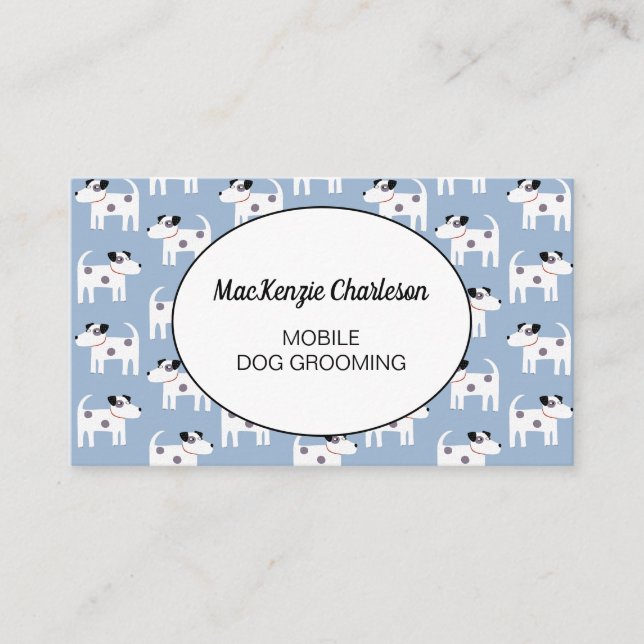 Mobile Dog Grooming Blue Business Card (Front)