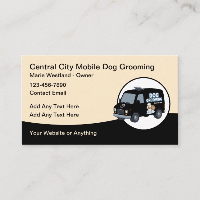 Mobile Dog Grooming Services Groomer Business Card (Front)