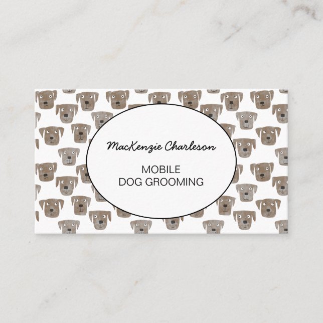 Mobile Dog Grooming Watercolor Business Card (Front)