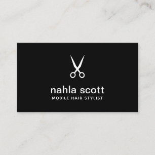 Mobile Hair Stylist Modern Black Scissors Business Card
