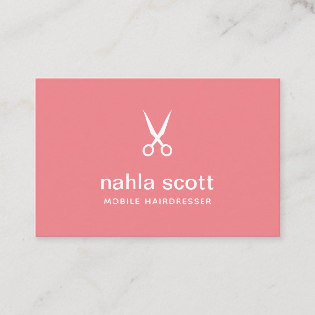 Mobile Hairdresser Coral Scissors UK/Euro Business Card (Front)