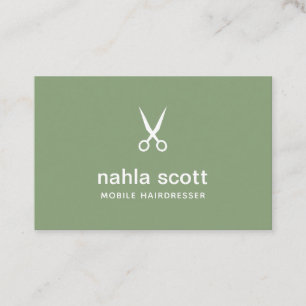 Mobile Hairdresser Sage Green Scissors UK/Euro Business Card