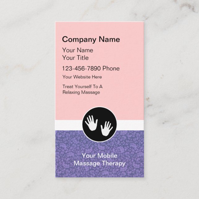 Mobile Massage Business Cards (Front)