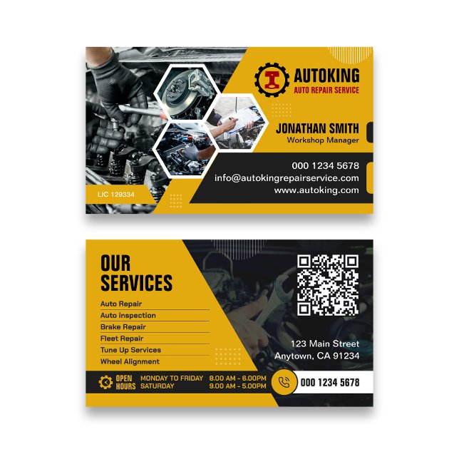 Mobile Mechanic, Auto Repair, Car Repair, Editable Business Card (Creator Uploaded)