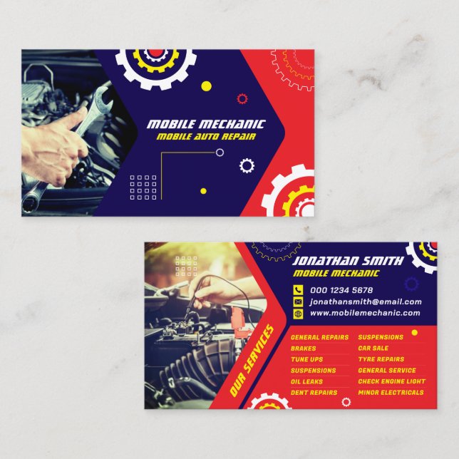 Mobile Mechanic, Auto Repair, Car Repair, Editable Business Card (Front/Back)