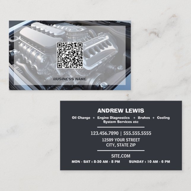 Mobile Mechanic Custom QR Business Card (Front/Back)