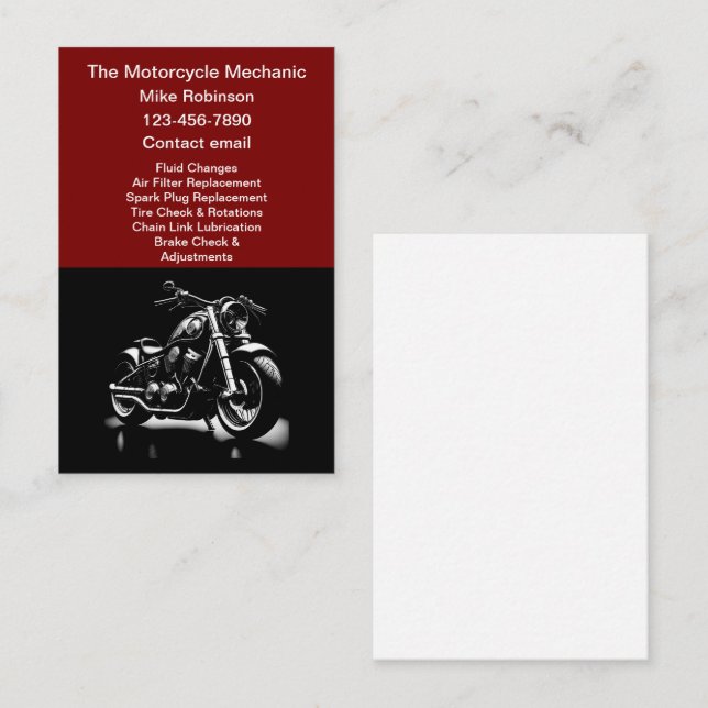 Mobile Motorcycle Mechanic Business Cards  (Front/Back)