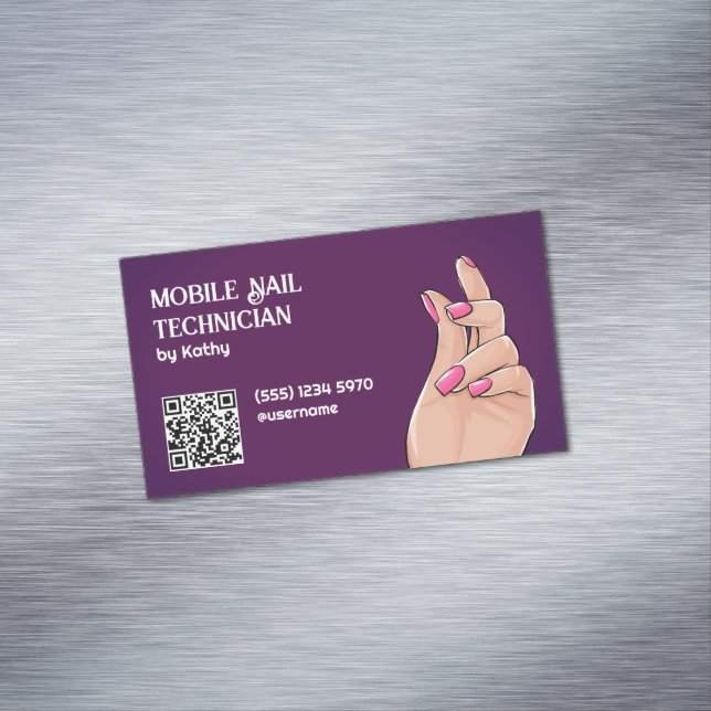 Mobile Nail Technician Custom QR Magnetic Business Card (In Situ)