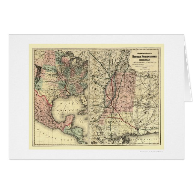 Mobile & Northwestern Railroad Map 1871 (Front Horizontal)