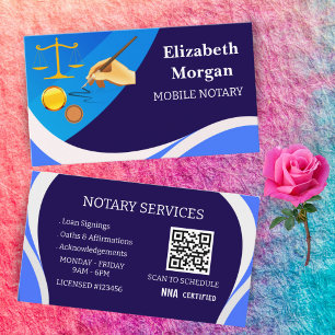 Mobile Notary Business Cards-Modern Legal QR Code Business Card
