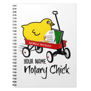 Mobile Notary Chick Red Wagon Customised Name Notebook