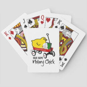 Mobile Notary Chick Red Wagon Customised Name Playing Cards