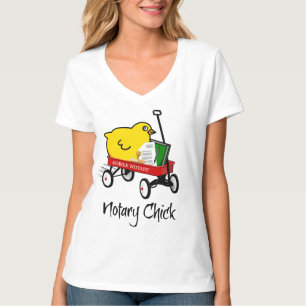 Mobile Notary Chick Riding Little Red Wagon T-Shirt