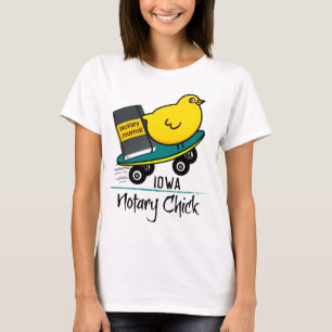 Mobile Notary Chick Riding Skateboard Iowa T-Shirt
