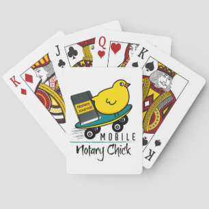 Mobile Notary Chick Riding Skateboard with Journal Playing Cards