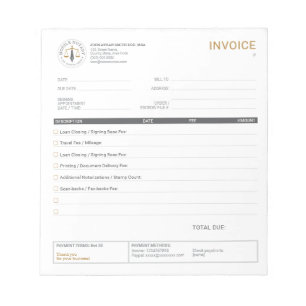 Mobile Notary Invoice Template Checklist Grey Notepad