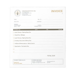 Mobile Notary Invoice Template Checklist Khaki Notepad