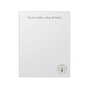 Mobile Notary Legal Signing Khaki Gold Lined Notepad