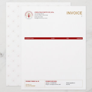 Mobile Notary Legal Signing Red Gold Invoice Custom Letterhead
