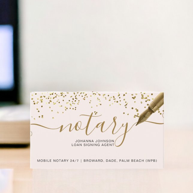 Mobile Notary loan chic gold foil typography Business Card (Mobile Notary loan chic gold foil typography Business Card)
