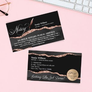 Mobile Notary & Loan Signing Agent Black Agate Bus Business Card