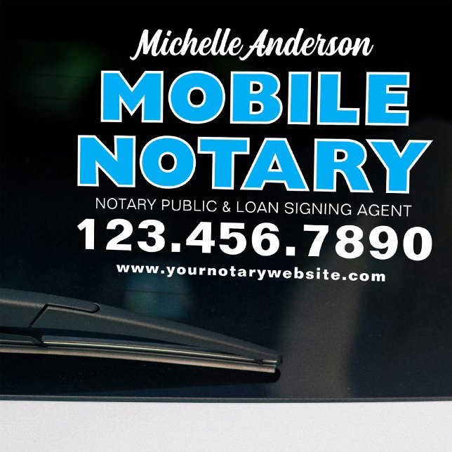 Mobile Notary Loan Signing Agent Blue Promotional Window Cling (Creator Uploaded)