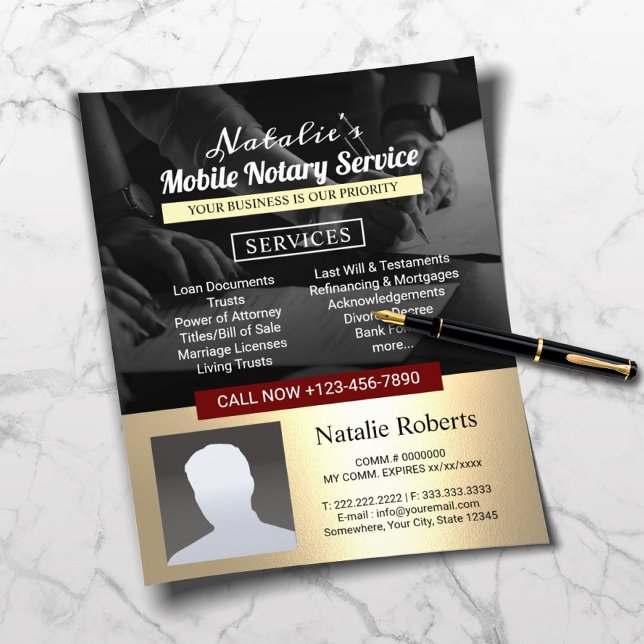 Mobile Notary Loan Signing Agent Gold Photo Flyer (Creator Uploaded)