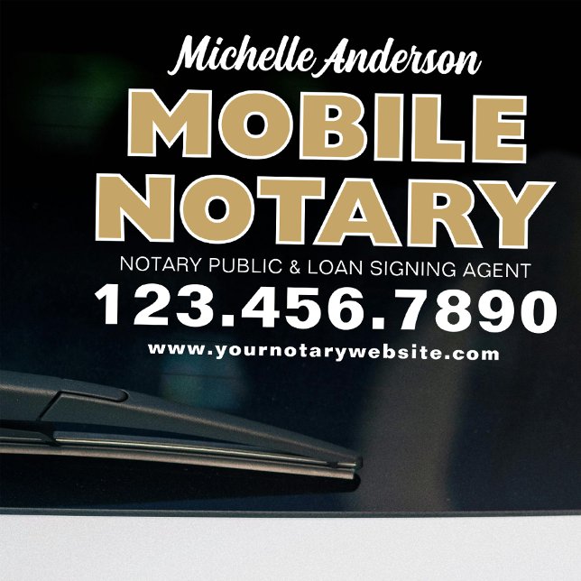 Mobile Notary Loan Signing Agent Gold Promotional Window Cling (Creator Uploaded)