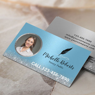 Mobile Notary Loan Signing Agent Modern Blue Photo Business Card