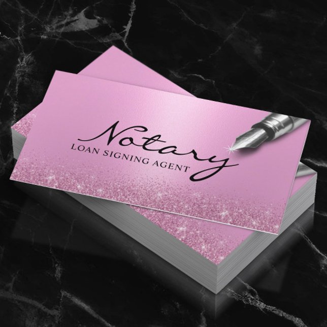 Mobile Notary Loan Signing Agent Modern Pink  Business Card (Creator Uploaded)
