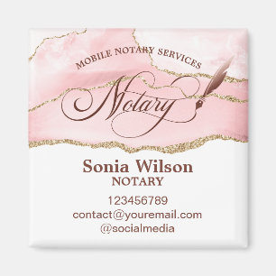 Mobile Notary & Loan Signing Agent Pink Agate Flye Magnet