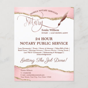 Mobile Notary & Loan Signing Agent Pink Agate Flyer