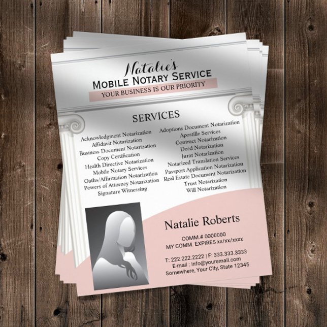 Mobile Notary Loan Signing Agent Professional Pink Flyer (Creator Uploaded)