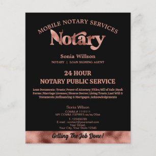 Mobile Notary & Loan Signing Agent Rose Gold Pen Flyer