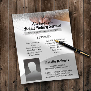 Mobile Notary & Loan Signing Agent Silver Glitter Flyer