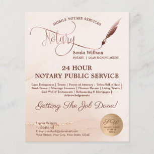 Mobile Notary & Loan Signing Blush Pink Agate Fly Flyer
