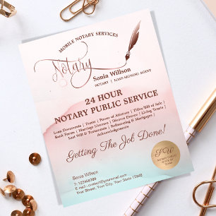 Mobile Notary & Loan Signing Blush Pink Agate Flyer