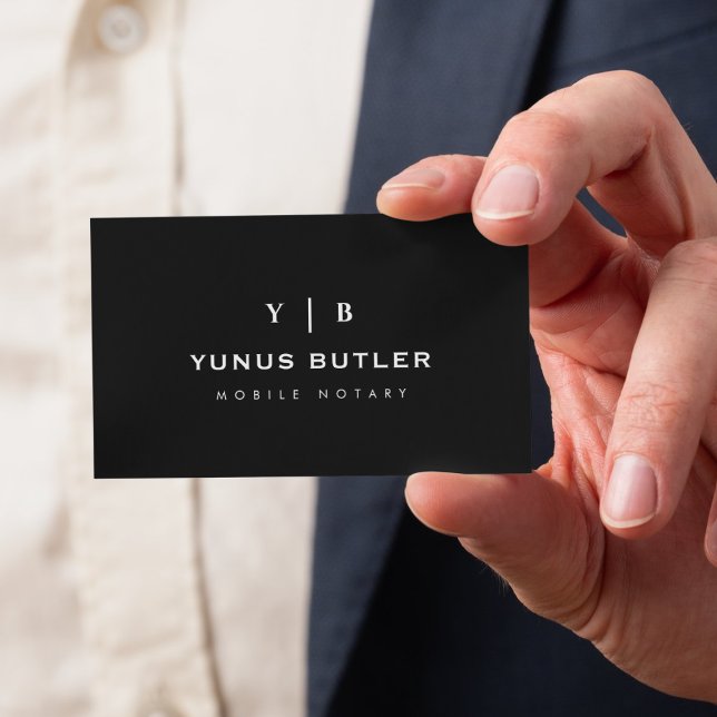 Mobile Notary Monogram Simple Business Card (Creator Uploaded)