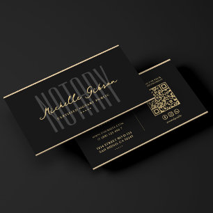 Mobile Notary Public Black Faux Gold Loan Signing Business Card