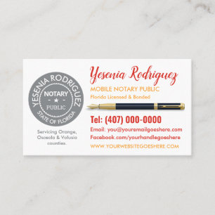 Mobile Notary Public Business Card